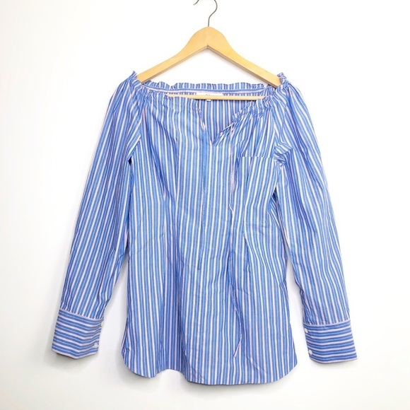 TIBI striped Garcon, off The shoulder blouse - Picture 2 of 11